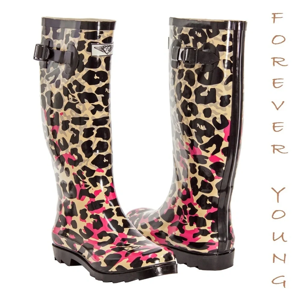 Women Tall Rain Boots, RB-1404, Blushing Jaguar, Size 6